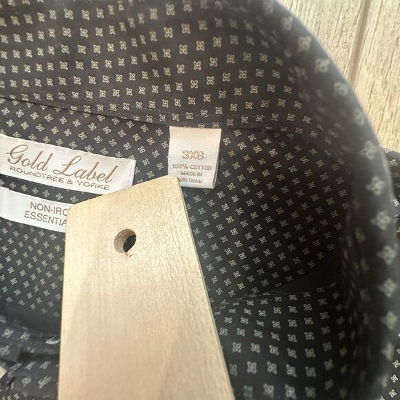 Roundtree & Yorke Gold Label Shirt Mens 3XL Big Non Iron Essentials Black - Picture 5 of 7